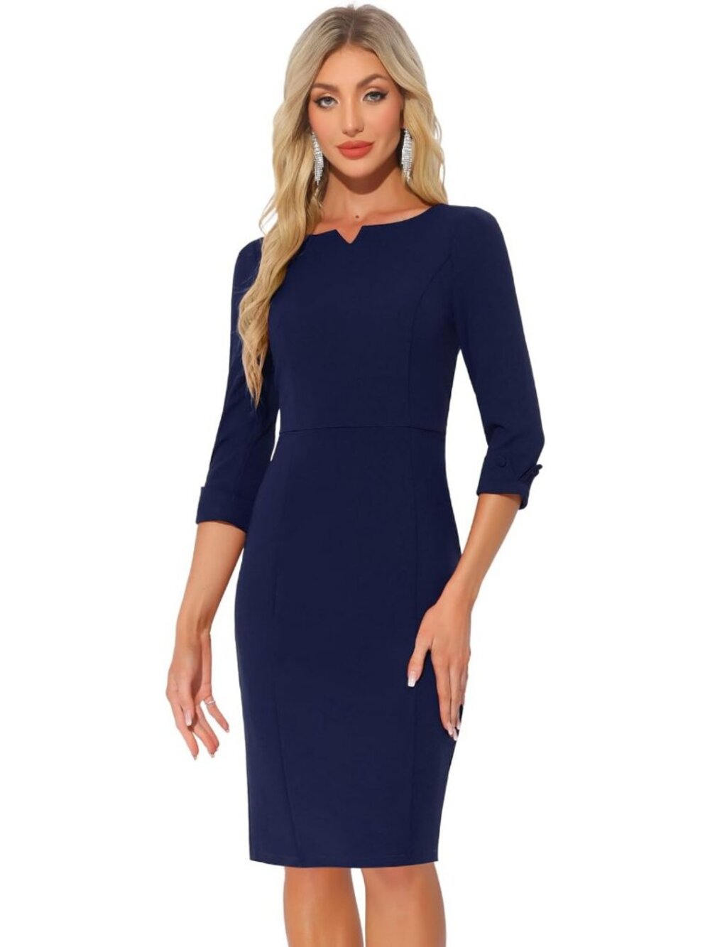 Chic 3/4 Sleeve Sheath Dress for Women | Business Casual Workwear Outfit